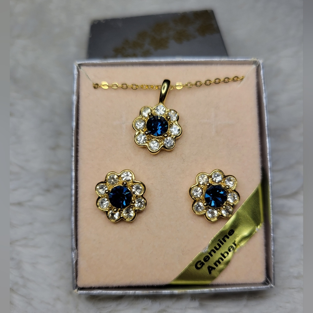 Genuine Amber Necklace and Earring Set